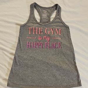 Danskin Now Gray Tank Top with Pink and Purple Text